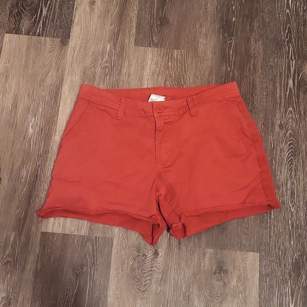 Women's Size 6 Red Shorts Time and Tru Cut off hem